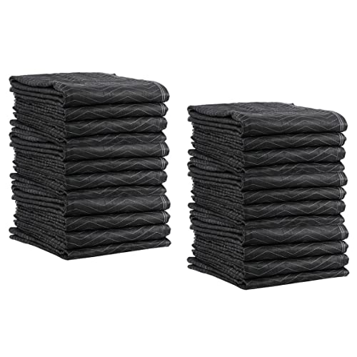 US Cargo Control Econo Mover Moving Blanket - 80 Inches x 70 Inches - Furniture Pads for Moving - Black Non-Woven Polyester Material - Moving Pads Provide Protection During a Move or Storage - 24 Pack