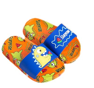 LIGHTER HOUSE Kids Newest DINOSAUR Flip Flop Slipper Toddler Little Kids Beach Water Shower Pool Slippers Summer Shoes (01 PAIR) Size - EURO-33 (6-7 Years) ORANGE BLUE