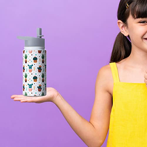 Boelia 15 Oz Cactus Water Bottle Kids For School Insulated Cups With Straw Birthday Gifts For Boys Stainless Steel Water Bottles Christmas Gifts For Son #TOP6