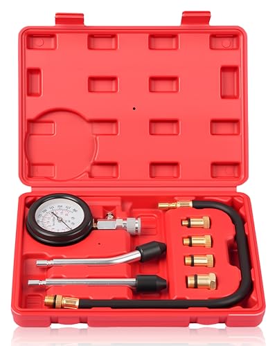 DAYUAN Testeur de Compression, Coffret de compressiomètre Set de compresseur pour Tous Moteurs Deux Kfz M10 M12 M14 M18 0-20 bar & 0-300 psi