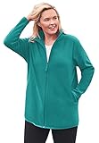 Woman Within Women's Plus Size Zip-Front Microfleece Jacket Fleece - 3X, Waterfall Blue