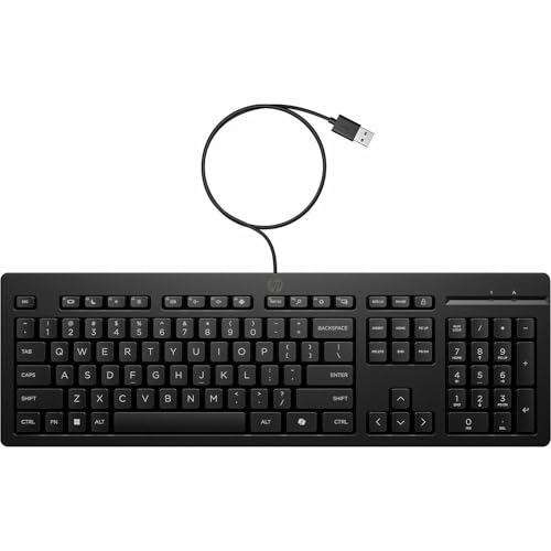 Image of HP 125 Wired Keyboard - Cable Connectivity - USB Type A Interface - Copilot Hot Key(s) - Windows 11, Windows 10 - PC - Recycled Plastic - Plunger Keyswitch - Black