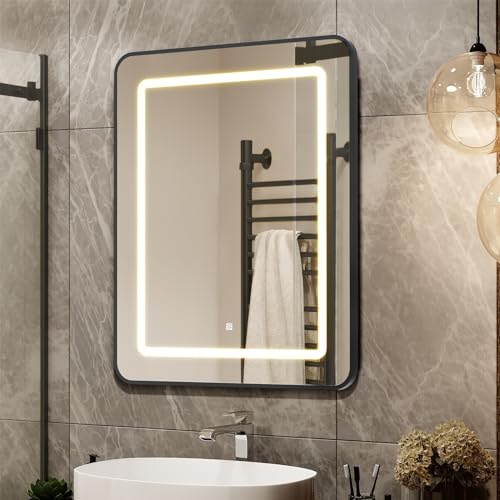 APRILSOUL 16X24 Inch Black Bathroom Medicine Cabinet with Mirror, Recessed or Surface Lighted...