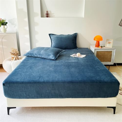 JIANINGHOME Sábana bajera ajustable de forro polar de 200 x 220 pulgadas, cálida franela, con banda elástica