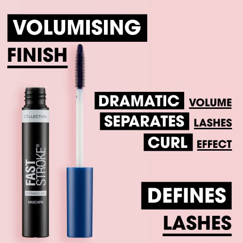 Collection Cosmetics Fast Stroke Defining Lash Mascara, Volumising and Curling, 9ml, Blue - Image 5