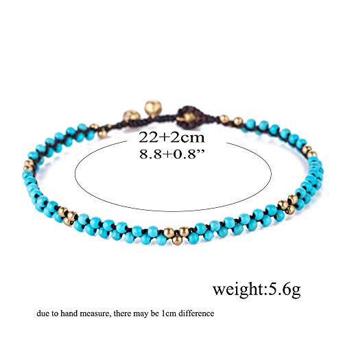 Image of kelistom Bohemian Ankle Bracelets for Women Handmade Natural Stone Beaded Chain Anklet