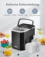 Silonn Eiswürfelmaschine mit Tragegriff & Eiskorb, Mini Ice Maker mit Selbstreinigung, 9 Eiswürfel in 6 Min., 12 kg/24 Std., 2 Eiswürfelgrößen, Tragbar für Küche, Büro, Camping & Party – Ansicht 2