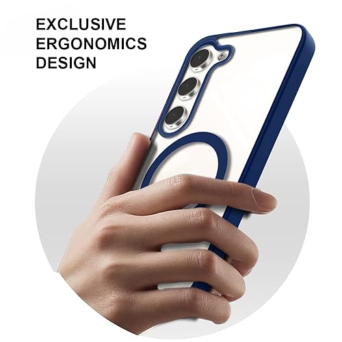 Image of KARWAN️ Hybrid Transparent Samsung Galaxy S24 Back Cover Case Compatibe with Mag-Safe|Shockproof Design |Camera Protection Bump|Transparent Back Cover Case for Samsung Galaxy S24(PC, TPU|Blue Bumper