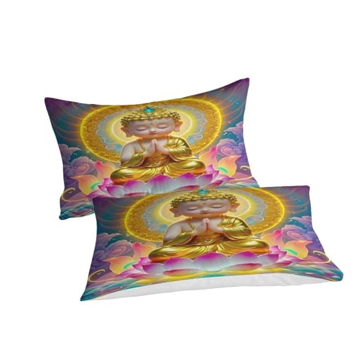Housse de couette Bouddha 220x240 en microfibre douce avec fermeture éclair pratique - 3