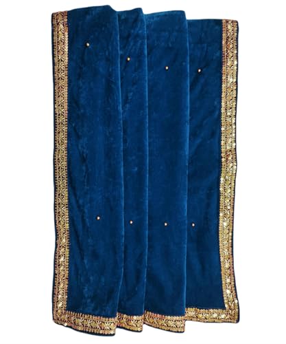 Image of Navti Creations Women's Stole Dupatta In Velvet With Cross Design Border (length -2.25m, Width-75cm)