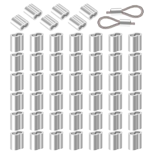 50 Morsetto Per Fune Da 6 Mm, Morsetti A Pressione, Doppio Manicotto, Per Corda In Alluminio, Espansione, Fune Metallica - Foto 7