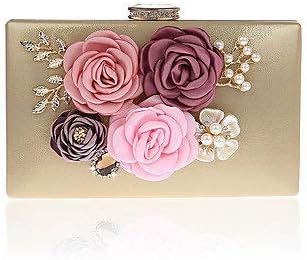 女性のファッションかわいい花のバッグディナーパール カラー ゴールド ファッションデザイナー 色 Gold