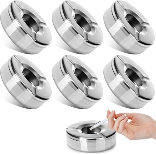 VOSSOT 6 pcs cenicero exterior para exteriores,apilables, resistentes al viento, cenicero absorbe humo ideales para exteriores y balcones, ideales para catering, bares, terrazas, hogar y oficina