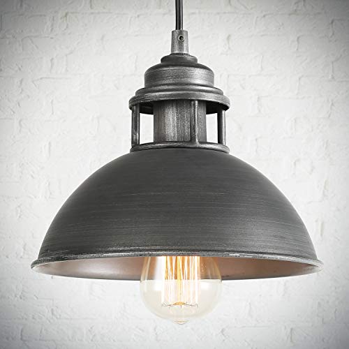 LOG BARN Black Silver Brushed Pendant Lighting Industrial Hanging Fixture with Cutouts on