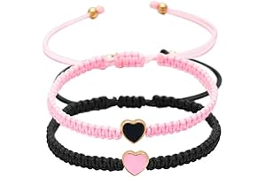 Pink Heart Friendship Bracelets for Couples and Besties