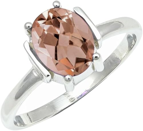 SILVERNROCK Morganite Lab Grown Gemstone Silver plated Meditation Ring Men & Wom
