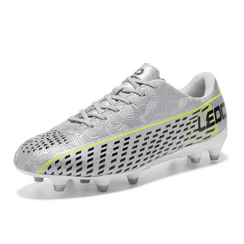 Best Football Boots for Narrow Feet: Find Your Perfect Fit! 12 LEOCI Soccer Cleats for Women's and Men's Outdoor Unisex Football Shoes Firm Rugby Boots Grey-Black