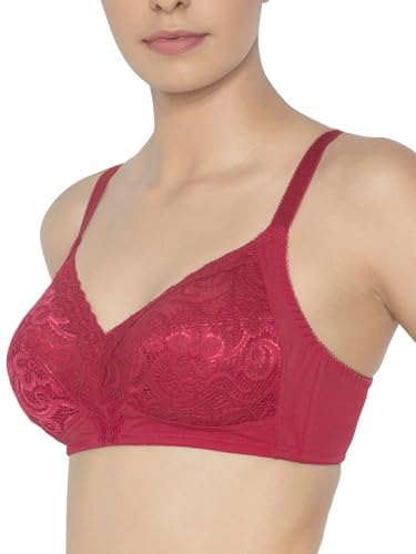 Image of Triumph Delicate Doreen Non Wired Non Padded Big Cup Bra Wireless Full Coverage Lace Everyday Women Bra Retro Support Wide Straps High Center Bridge Lingerie Pack of 1
