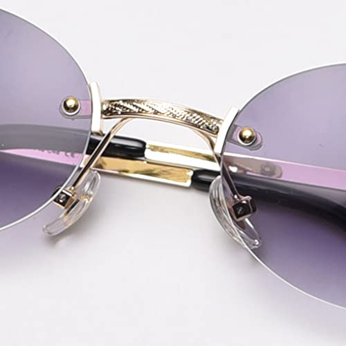 kachawoo Small Oval Sunglasses Mirror Men UV400 Retro Rimless Round Sun Glasses Vintage4
