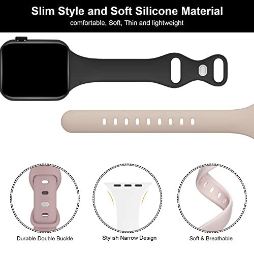 5 Pack Slim Thin Silicone Band Compatible with Apple Watch Bands Women Men - image 2