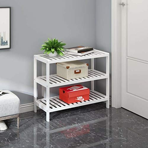 Vencier Bamboo Shoe Rack Natural – Easy Assembly & Strong Design Stand Shelf Organizer Ideal for Corridor, Bedroom, Bathroom, Hallway & Small Spaces, Large Capacity (White, 3 Tier) - Image 5