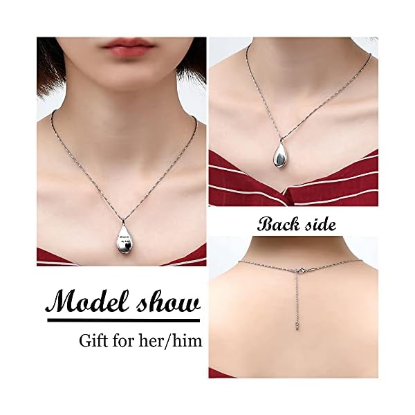 Yinplsmemory-Carved-Teardrop-Keepsake-Ashes-Necklace-Urn-Pendant-Cremation-Memorial-Jewelry Carved Teardrop Keepsake Ashes Necklace Urn Pendant Cremation Memorial Jewelry Always in my heart