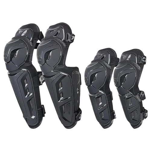 Scoyco 4 pièces genouillères et protège - tibias coudières hommes antidérapant 2 - en - 1 protettore moto de course moto réglable Power Sports Guard (nero)