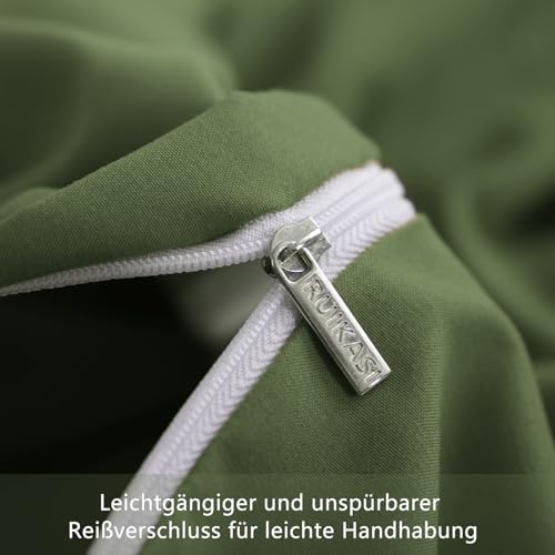 RUIKASI Bettwäsche 200x220 Grün 3teilig - Olivgrün Mikrofaser Bettwäsche-Sets Oeko-TEX… – Ansicht 6
