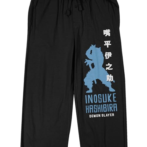 Demon Slayer Inosuke Silhouette Adult Black Sleep Pajama Pants2