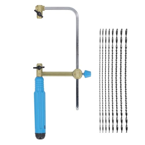 ANKROYU Kit de scie à chantourner professionnelle scie à main robuste pour le travail du bois avec 8 lames remplaçables taille d'arc de 70 mm pour la coupe du métal, du bois et du