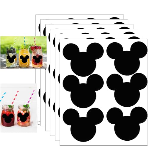 Bindvoew 120pcs Cartoon Mouse Head Stickers 2.5 x 2.05Inch Vinyl Chalkboard Sticker,PVC Blackboard Wall Decals for Decorations Gift,Cup Tags,Party,Cute Animal Wall Art Easy Removable