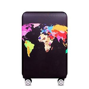 YianBestja YianBestja Elastisch Kofferhülle Kofferschutzhülle Gepäck Cover Reisekoffer Hülle Koffer Schutzhülle Luggage Cover mit Reißverschluss (Weltkarte, XL (29-32 Zoll))