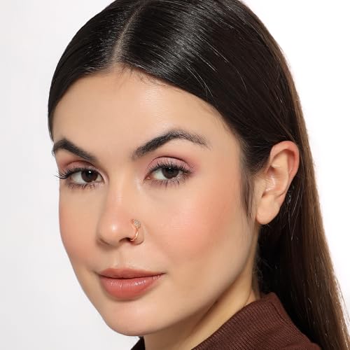 Image of Nilu's Collection Rose Gold American Diamond Non Piercing Nose Pin for Women | Elegant Flower Nose Stud | Minimal Clip-On Nose pin | Anti-Allergy | Anti-Tarnish | Office Wear | Daily Wear | office Wear | Non Piercing
