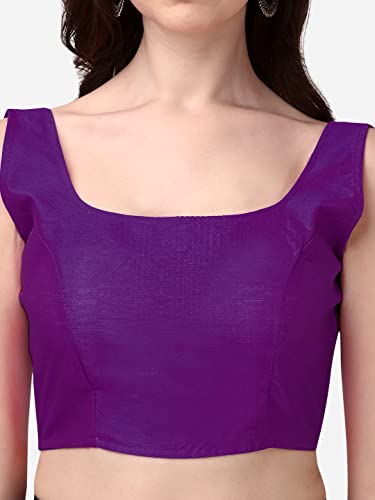 Image of Vihu Fashion Plain Sleeveless Pattern Readymade Blouse U Neck Choli