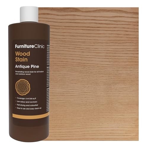 Furniture Clinic Wood Stain | Antique Pine | Water Based | Fast Drying, Low Odor, & Non-Toxic | for Indoor & Outdoor Furniture and More | Multiple Finishes | (17oz / 500ml)