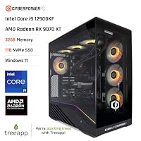 CYBERPOWERPC Luxe Gaming PC - Intel Core i9 12900KF, AMD RX 9070 XT, 32GB RAM, 1TB NVMe SSD, 750W PSU, Windows 11, Liquid Cooling, V100R – Ansicht 2