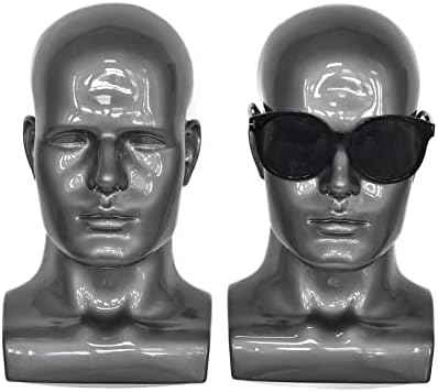 FFXS Male Mannequin Head PVC Display Head Stand Wig Display Head Model Men Manikin Head Dolls for Display Headset, Headphone, Game Console, Hats, Wigs Jewellery(Silver Grey)