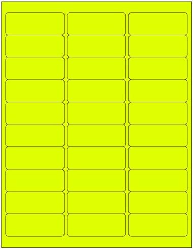 Rollander 600 Blank Address Labels 2-5/8" X 1" Fluorescent Neon Color Mailing Labels Laser 20 Sheets (Fluorescent Neon Yellow)