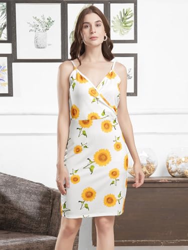 Image of Selvia Women's Lycra Bodycon Mini Dress (743DTK11805N-S White & Yellow & Green