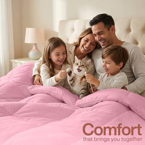 Image of Utopia Bedding Comforters King Size, All Season Duvet Insert, Down Alternative Box Stitched Bed Comforter with Corner Tabs, Machine Washable (Pink)