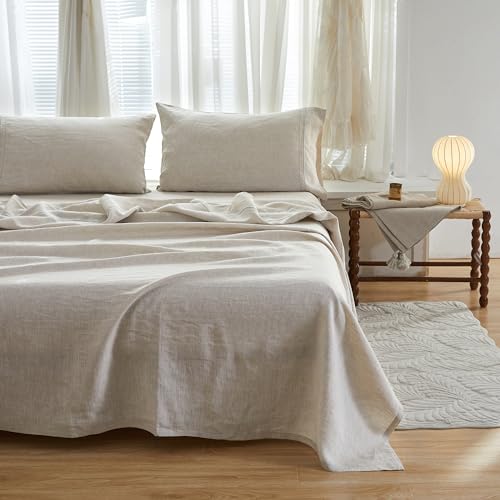 Simple&Opulence 100% French Linen Sheet Set Breathable and Durable Bed