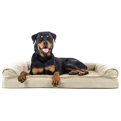 FurHaven Jumbo Plush & Suede Orthopedic Sofa Pet Bed for Dogs and Cats, Clay (B01KIV0E1K) Amazon Price History, Amazon Price Tracker
