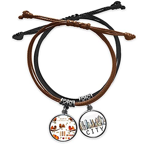 Bracelet corde main Thanksgiving schéma cartoon en cuir sidi