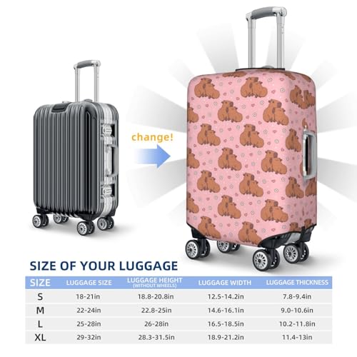 Heart Capybara Print Luggage Covers For Suitcase,Elastic Washable & Stretchable Suitcase Covers For Luggage, Anti-Scratch - Fits 18-32 Inch Luggage-No Luggage Included4