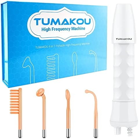 High Frequency Facial Machine - TUMAKOU Portable Handheld High Frequency Facial Skin Wand Machine with 4 Different Tubes Cover