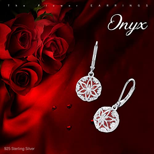 Vintage Red Agate Dangle Earrings 925 Sterling Silver Flower Agate Gem Heart Shaped Earrings Red Gem Eardrop Earrings For Women Girls Mom Gramdma Birthday Gifts #TOP4