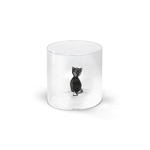 WD Lifestyle - Borosilicate Glass Tumbler 250 ml with Coloured Glass Subject Interior (Cat)