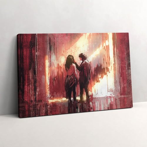 Peinture sur toile cadeau mariage tableau couple amoureux 60x40