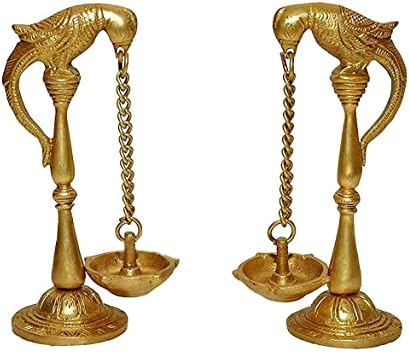 Frienemy Presents Brass Pair of Parrot Design Bird Diya | Oil Lamp | Puja Item #Frienemy-195