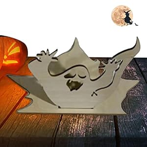 Halloween Kaarshouder Decor | Delicate houten kandelaars – Unieke spookkandelaars, Halloween griezelige kandelaars voor Halloween-feestdecors Onlynery